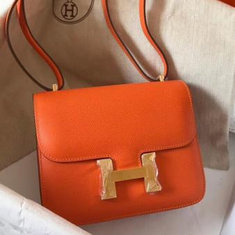 Hermes Constance 18 Handmade Bag in Epsom Leather Orange