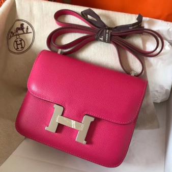 Hermes Constance 18 Handmade Bag in Epsom Leather Rose Red