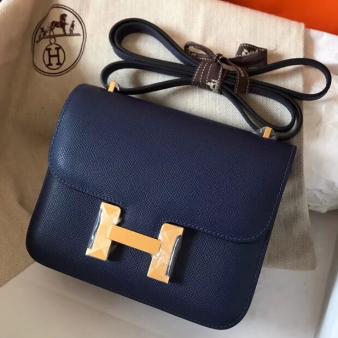 Hermes Constance 18 Handmade Bag in Epsom Leather Sapphire