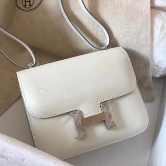 Hermes Constance 18 Handmade Bag in Epsom Leather White