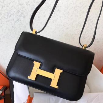 Hermes Constance 24 Bag in Black Swift Leather