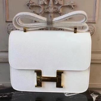 Hermes Constance MM 24cm Epsom Leather Bag in White