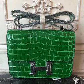 Hermes Constance MM Bag 24cm In Bamboo Crocodile