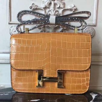 Hermes Crocodile Bag Constance MM 24cm Camarel