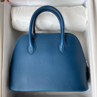 Hermes Deep Blue Evercolor Calfskin Bolide 1923 25 Handmade Bag