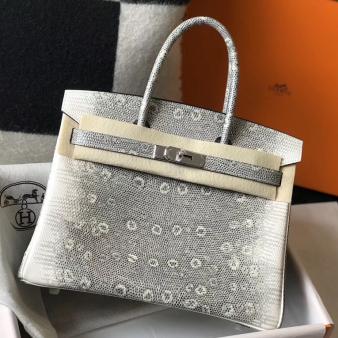 Hermes Embossed Natural Lizard 30cm Birkin Bag In Ombre