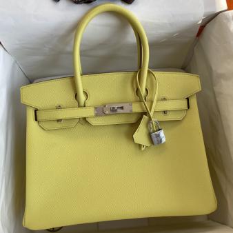 Hermes Epsom Calfskin 30 Retourne Handmade Bag In Lime