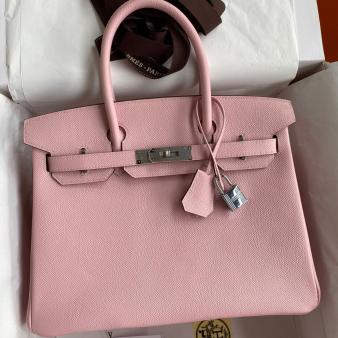 Hermes Epsom Calfskin 30 Retourne Handmade Bag In Rose Sakura