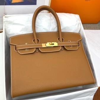 Hermes Epsom Calfskin 30 Sellier Handmade Bag In Gold