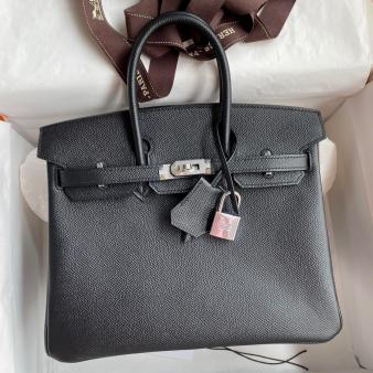 Hermes Epsom Calfskin Black 25 Handmade Bag