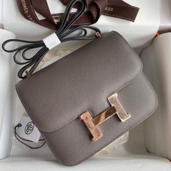 Hermes Etain Epsom Calfskin Constance 18 Handmade Bag