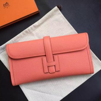 Hermes Flamingo Epsom Calfskin Jige Elan 29 Clutch Bag