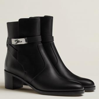 Hermes Frenchie Calfskin 50mm Ankle Boots in Black