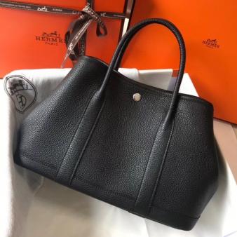 Hermes Garden Party 30 Bag in Black Taurillon Leather