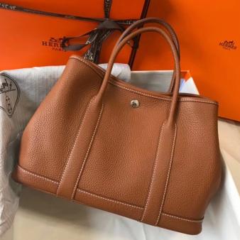 Hermes Garden Party 30 Bag in Gold Taurillon Leather