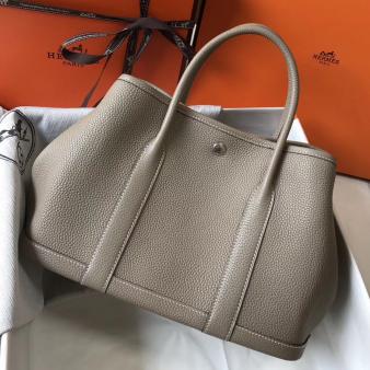 Hermes Garden Party 30 Bag in Grey Taurillon Leather