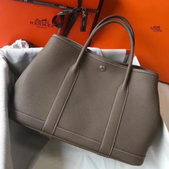 Hermes Garden Party 30 Bag in Taupe Taurillon Leather