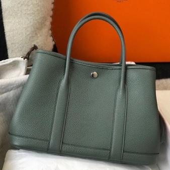 Hermes Garden Party 30 Bag in Vert Amande Taurillon Leather