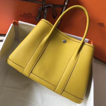 Hermes Garden Party 36 Bag In Clemence Yellow Leather