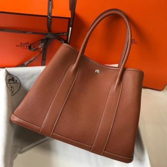 Hermes Garden Party 36 Bag in Gold Clemence Leather