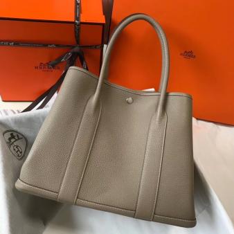 Hermes Garden Party 36 Bag in Grey Clemence Leather