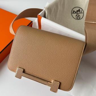 Hermes Geta Handmade Bag In Chevre Mysore Chai Leather