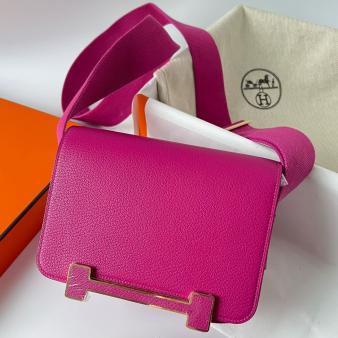 Hermes Geta Handmade Bag In Chevre Mysore Rose Purple Leather