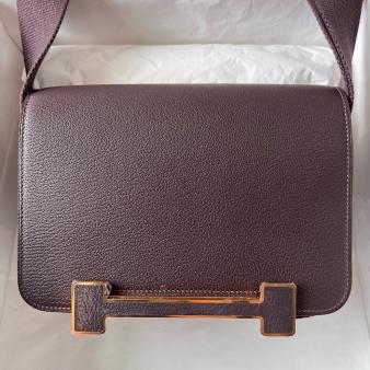 Hermes Geta Handmade Bag In Chevre Mysore Rouge Sellier Leather