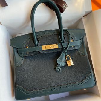 Hermes Ghillies Birkin 30cm Limited Edition Bag In Calfskin Black Leather