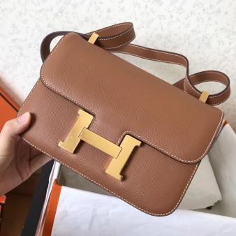 Hermes Gold Epsom Leather Constance 24 Handmade Bag