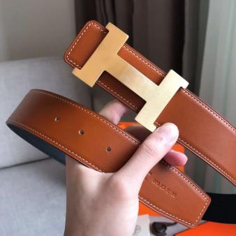 Hermes Gold/Noir Swift 42MM Constance 2 Belt Buckle & Strap