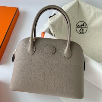 Hermes Gris Asphalt Epsom Calfskin Bolide 1923 27 Handmade Bag