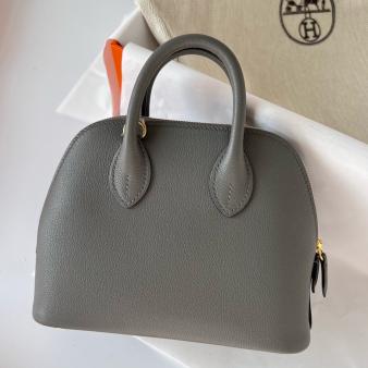 Hermes Gris Meyer Evercolor Calfskin Mini Bolide 1923 Handmade Bag