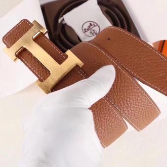 Hermes H Belt Buckle & Brown 32 MM Clemence Strap