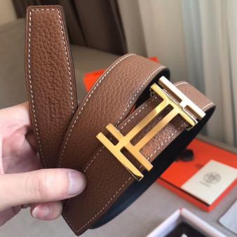 Hermes H Belt Buckle & Brown 32mm Au Carre Strap