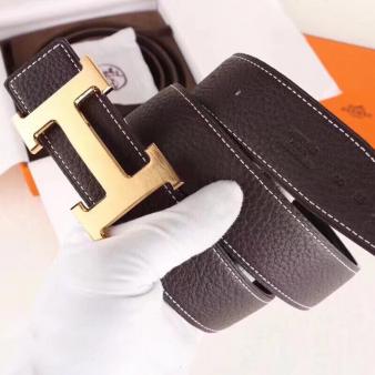 Hermes H Belt Buckle & Chocolate 32 MM Clemence Strap