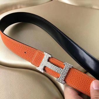 Hermes H Belt Buckle & Orange 32 MM Clemence Strap