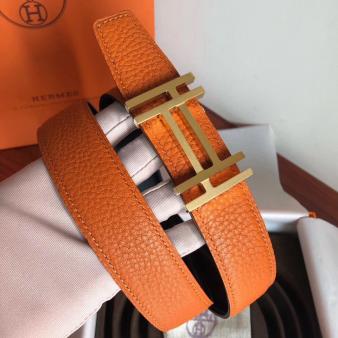 Hermes H Belt Buckle & Orange 32mm Au Carre Strap