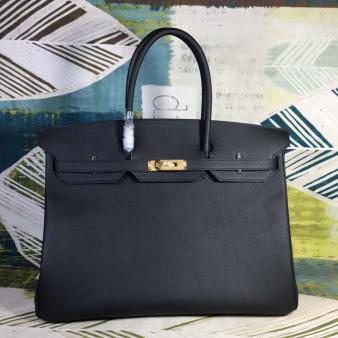 Hermes Handmade Black Epsom Leather Birkin 40 Bag