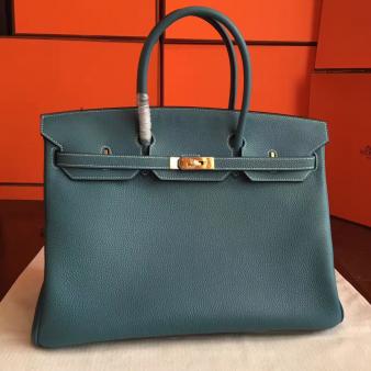 Hermes Handmade Blue Jean Clemence Leather Birkin 40 Bag