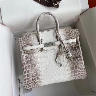 Hermes Himalaya Niloticus Crocodile Skin Diamond Birkin 25cm Bag