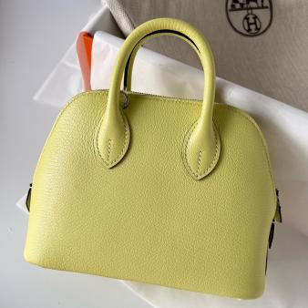 Hermes Jaune Bourgeon Chevre Mysore Leather Mini Bolide 1923 Handmade Bag