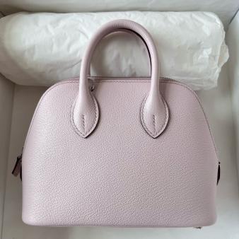 Hermes Mauve Pale Chevre Mysore Leather Mini Bolide 1923 Handmade Bag