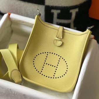 Hermes Jaune Poussin Clemence Leather Evelyne III TPM Mini Bag