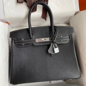 Hermes HSS Birkin 30 Bicolor Bag in Red and Black Chevre Mysore Leather