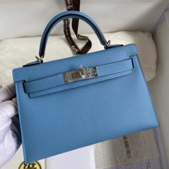 Hermes Kelly Mini II Sellier Handmade Bag in Blue Paradise Epsom Calfskin