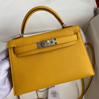 Hermes Kelly Mini II Sellier Handmade Bag in Jaune Ambre Epsom Calfskin