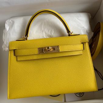 Hermes Kelly Mini II Sellier Handmade Bag in Jaune de Naples Epsom Calfskin