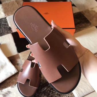 Hermes Izmir Sandals In Swift Camarel Leather