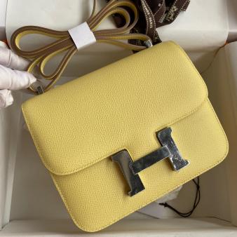 Hermes Jaune Poussin Epsom Calfskin Constance 18 Handmade Bag